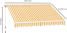 Toldo de parede exterior com manivela manual Proteção solar UV Resistente a água 300x250cm Creme