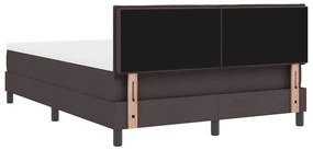 Cama Box Spring com Colchão e LED Castanho Escuro 140x190 cm Tecido
