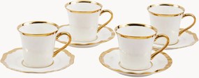 Chávenas de café em porcelana com pires Golden, conjunto de 4