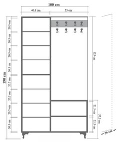 **** Cabideiro Inci – Carvalho Sonoma – 100 cm x 190 cm x 36 cm

**
