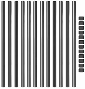 Postes de Cerca 12 pcs Cinzeto 100 cm
