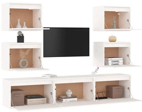 Móveis de TV 7 pcs madeira de pinho maciça branco