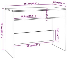 Secretária 101x50x76,5 cm derivados de madeira cinza cimento