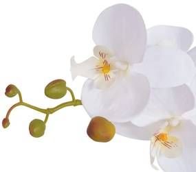 Planta orquídea artificial com vaso 65 cm branco