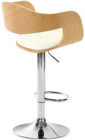 Banco de bar Kingston em couro sintético 50 x 88-102 x 48 cm Natural + Branco
