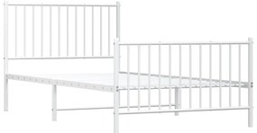 Estrutura de cama com cabeceira e pés 100x200 cm metal branco
