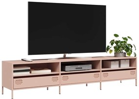 vidaXL Móvel de TV 202x39x43,5 cm aço laminado a frio rosa