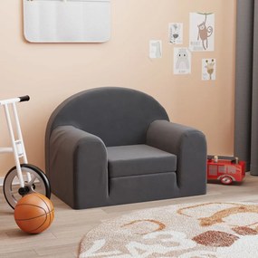 341799 vidaXL Sofá-cama infantil pelúcia macia antracite