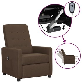 vidaXL Poltrona elétrica reclinável tecido castanho