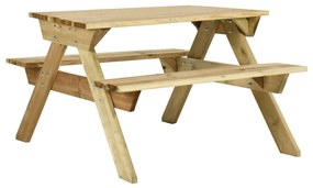 318398 vidaXL Mesa de piquenique com bancos 110x123x73 cm pinho impregnado