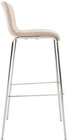 Conjunto de 2 bancos de bar Hoover em tecido e com estrutura cromada 43 x 100 x 48 cm Creme