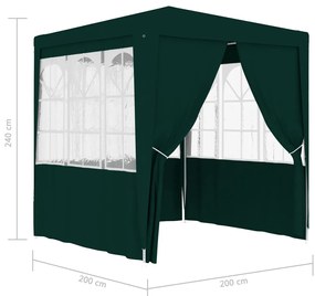 Tenda festas profissional c/ paredes laterais 2x2m 90g/m² verde