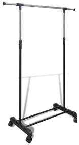 vidaXL Cabide para roupas ajustável 4 rodas 1 varão