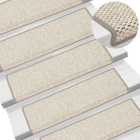 vidaXL Tapetes escada adesivos aspeto sisal 15pcs 65x21x4 cm platinado