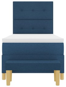 Cama Box Spring vidaXL com Colchão e Banco Azul 90x200 cm Tecido