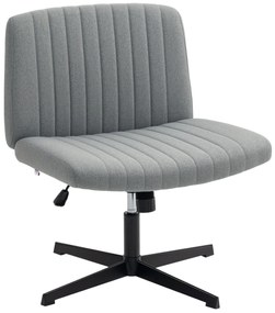 HOMCOM Cadeira de Escritório sem Apoio para os Braços Cadeira de Secretária Giratória com Função Basculante Altura Ajustável sem Rodas para Quarto Sala de Estar 61x64x76-86 cm Cinzento