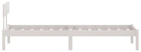 Estrutura de cama solteiro UK 90x190 cm pinho maciço branco