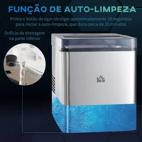 HOMCOM Máquina de Fazer Gelo Máquina de Gelo Doméstica 9 Cubos de Gelo