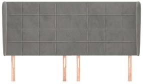 Cabeceira cama c/ abas veludo 203x23x118/128 cm cinzento-claro