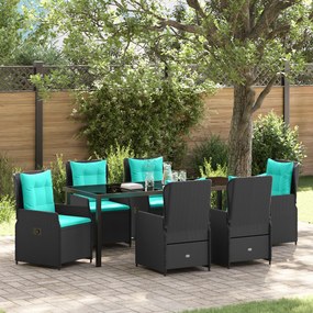 Conjunto de Jantar de Jardim de 7 Peças Preto Vime PE
