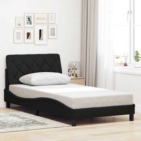 Estrutura de cama sem colchão 100x200 cm tecido preto