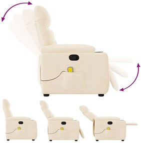Poltrona de massagens reclinável tecido de microfibra cor bege