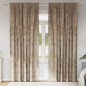 vidaXL Cortinas de Veludo 2 pcs com Ilhós Champagne 225x140 cm