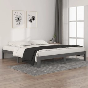 Estrutura de cama super king 180x200 cm madeira maciça cinza