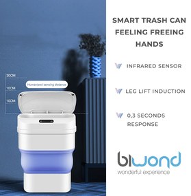 Caixote Lixo Inteligente Sensor 17,5 L / 8L  Azul Biwond