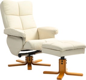 Poltrona de relaxamento com apoio para os pés, poltrona de descanso, giratória a 360°, encosto reclinável, 80 x 86 x 99 cm, creme