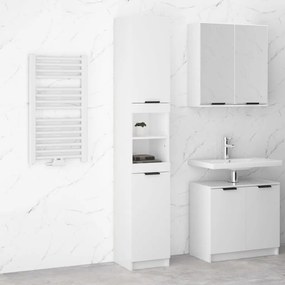 Armário casa de banho 32x34x188,5 cm madeira branco brilhante