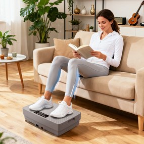 Plataforma vibratória com sensor de gravidade, ecrã LED, comando à distância e velocidades ajustáveis para um treino completo - cinzenta