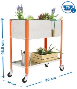 Floreira SIMONGARDEN URBAN TOP MOB. 900x400 LARANJA/GALVANIZADA Jardim, Casa, Escritório, Garagem, Oficina Capacidade 100 Kg Dimensões 925x900x400 mm
