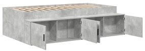 Estrutura de Cama de Armazenamento Cinza Concreto 75x190 cm
