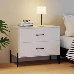Conjunto de 2 mesas de cabeçeiras, 71 x 40 x 61 cm, 2 Gavetas, Brancas