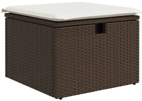 9 pcs conjunto sofás p/ jardim c/ almofadões vime PE castanho