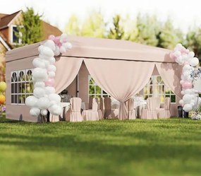 Tenda dobrável com 6 painéis laterais 300 x 600 x 250-270 cm, 6 x Sacos de areia, estrutura metálica, altura ajustável, 10 estacas, 6 cordas, saco com