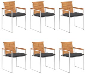 vidaXL Cadeiras de jardim 6 pcs c/ almofadões madeira de acácia maciça