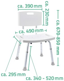 Cadeira de casa de banho 150 kg branco A00602101