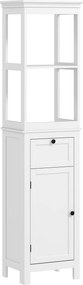 HOMCOM Coluna Casa de Banho Móvel Casa de Banho com Gaveta Porta Prateleira Ajustável e 2 Compartimentos 40x30x165 cm Branco | Aosom Portugal