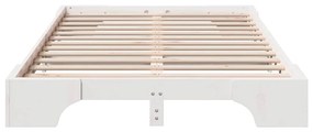 Estrutura de Cama Branca 140x190 cm em Madeira de Pinho Sólido