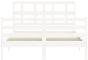 Estrutura de cama com cabeceira 120x200cm madeira maciça branco