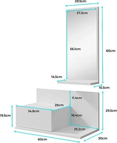 Consola de Entrada Tavira – Safira – 60x30x85,5 cm – Com Espelho e Gav