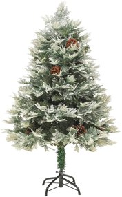 Árvore de Natal com pinhas pré-iluminada 120 cm PVC e PE verde