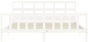 Estrutura cama Super King Size c/ cabeceira madeira branco