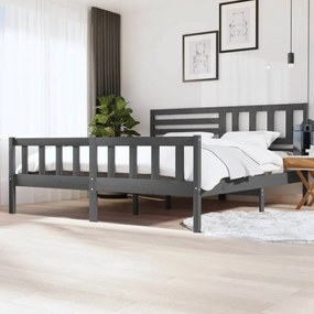 3101175 vidaXL Estrutura de cama 200x200 cm madeira maciça cinzento