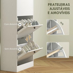 Sapateira Estreita com 3 Portas Sapateira para Entrada com Prateleiras Ajustáveis para 12 Pares de Sapatos 47x28x115 cm Branco