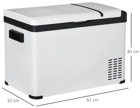 Outsunny Geleira de Compressor 30L Geleira Portátil de Carro CC 12V/24V e CA 110-240V até -22 ℃ com Tela Tátil e Alças para Barco Caminhão 61x32x40cm Branco