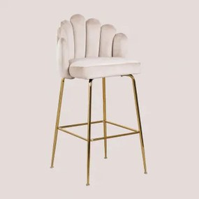 Pacote De 2 Bancos Altos Em Veludo Markina Crema & ↑75 Cm - Sklum