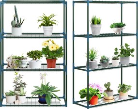 Conjunto de 2 prateleiras para flores em aço, com 4 níveis, para interior e exterior, suporte para plantas 70 x 27 x 110 cm, verde